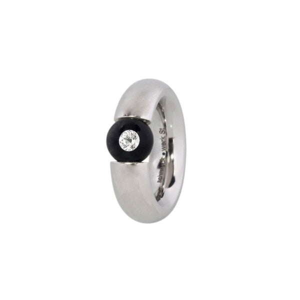 Schmuckwerk-Ring-Glasklar-Stahl-Brillant-Glas-schwarzDR767ST