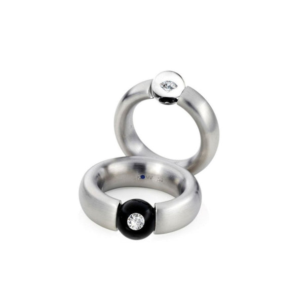 Schmuckwerk-Ring-Glasklar-Stahl-Glas-schwarz-Brillant-DR757ST