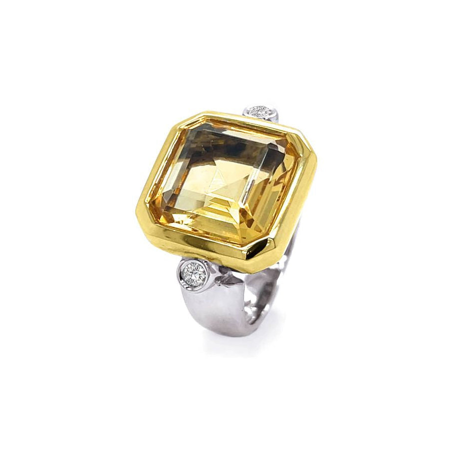 Al-Coro_Ring-Candy_Citrin-Treppenschliff_Brillant_0,11ct-TW/vsi_gelb_weiss_750_breit_W/si__Kempkens-Juweliere