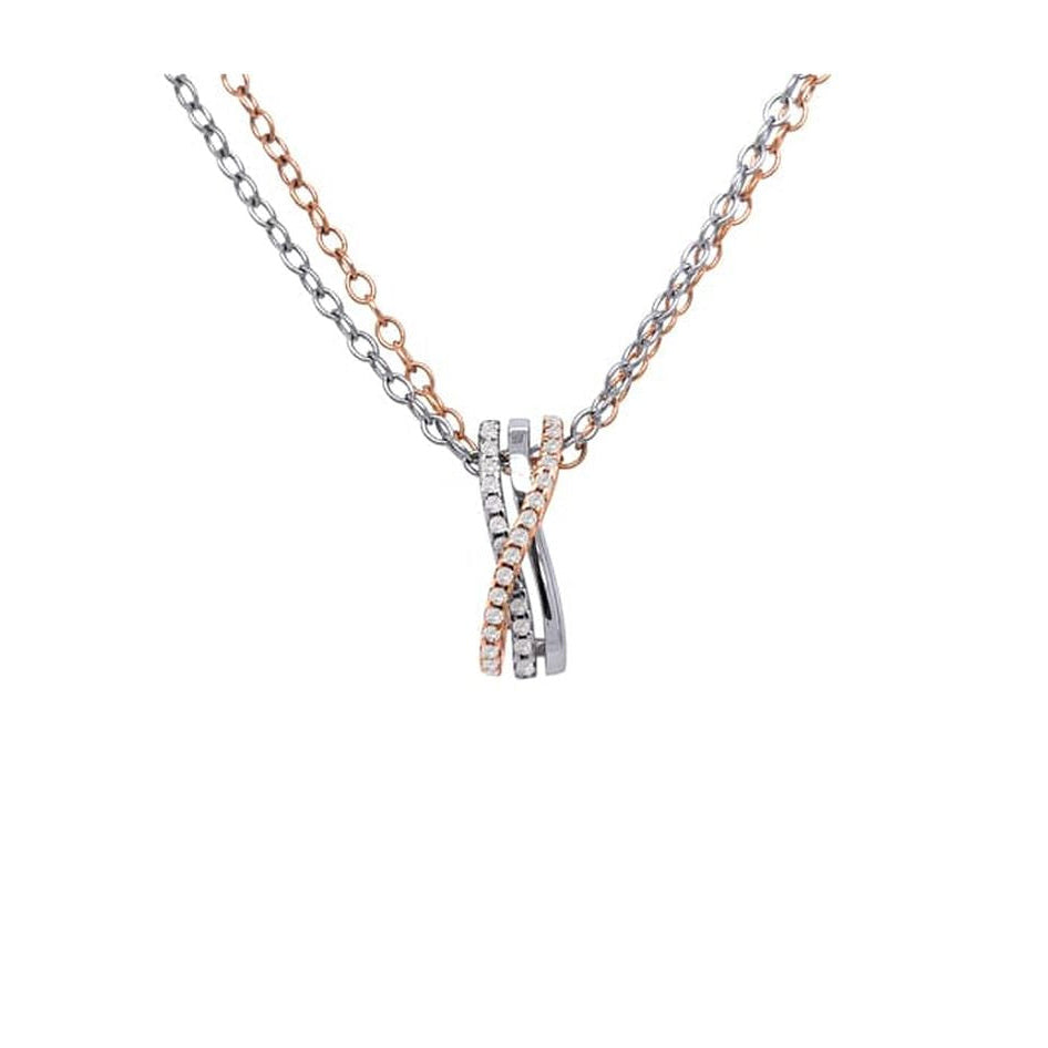 Brillantcollier Rosé-Weißgold
