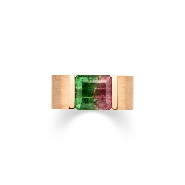 Kempkens-Atelier-Ring_RI639-R7-MTu_Der_Architekt_Rosegold-750-gruen-pink-Turmalin-matt_Front_Kempkens-Juweliere