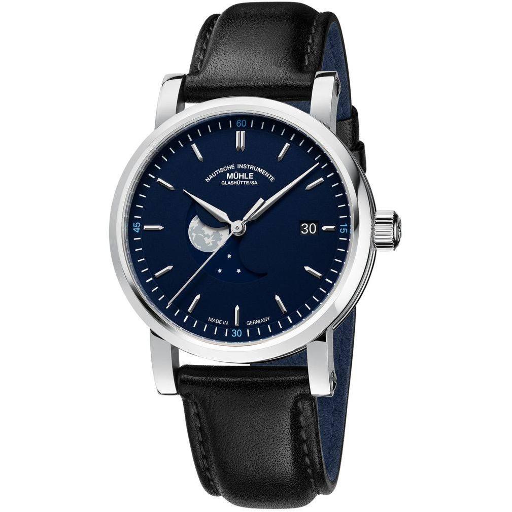 M1-44-62-LB_Muehle-Glashuette_Teutonia_IV_BlueMoon_39mm-Automatik-Mondphase-Lederband-schwarz-Nachtblau-Edelstahl_Freisteller_Kempkens-Juweliere