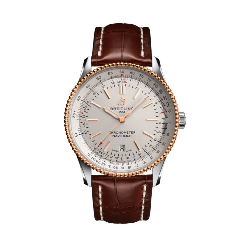 Breitling_navitimer-1-automatic-38-in-bicolor-with-silver-dial-and-brown-alligator-leather-strap_U17325211G1P1_kempkens-juweliere