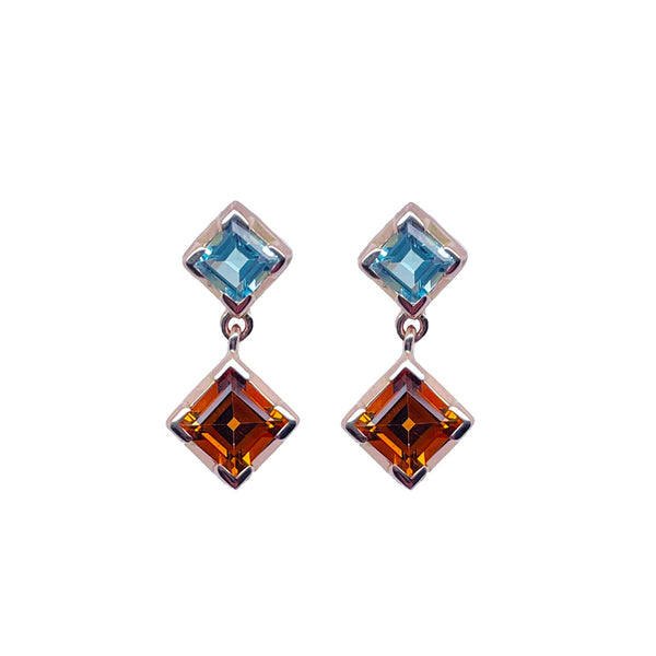 Ohrstecker - Atelier La Vie Palmera Citrin / Swiss Blue Topas
