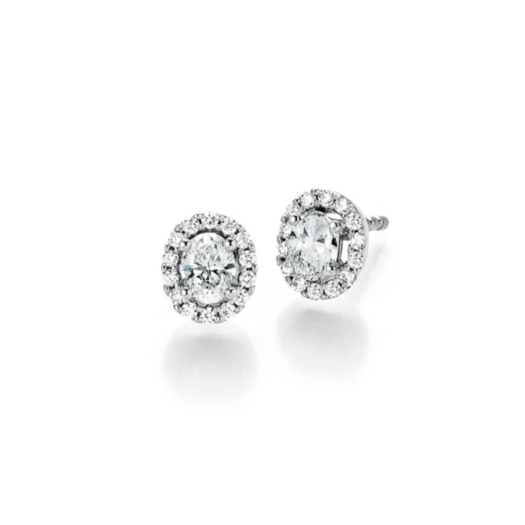 Ohrstecker - Halo Oval Diamant